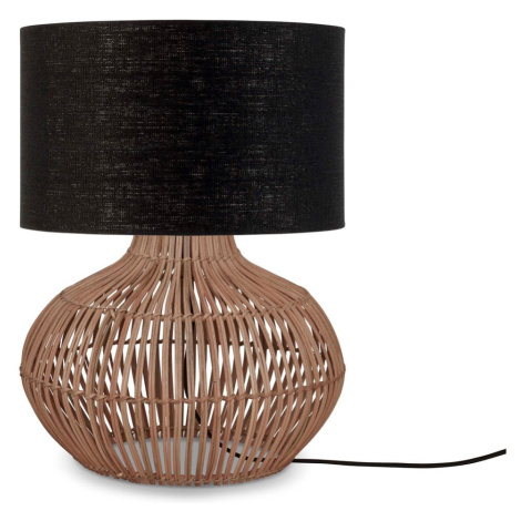 Stolová lampa s textilným tienidlom v čierno-prírodnej farbe (výška 48 cm) Kalahari – Good&amp;M Good&Mojo