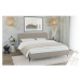 Svetlohnedá čalúnená dvojlôžková posteľ s roštom 200x200 cm Barker – Ropez