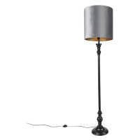 Klasická stojaca lampa čierna so sivým tienidlom 40 cm - Classico