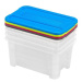 Plastové úložné boxy s vekom HEIDRUN TEXBOX 4x4,5l