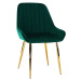 KONDELA Perlia jedálenská stolička smaragdová (Velvet) / zlatá