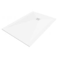 MEXEN/S - Stone+ obdĺžniková sprchová vanička 90 x 70, biela, mriežka biela 44107090-W