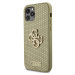 Guess PU Perforated 4G Glitter Metal Logo Zadný Kryt pre iPhone 12/12 Pro Gold