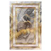 Koberec Marble Frame 80x200 cm sivý/zlatý