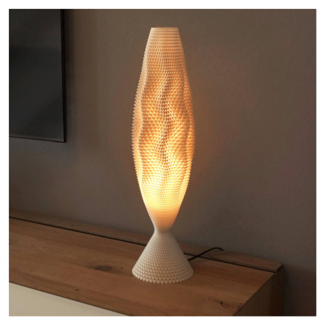 Stolná lampa Koral z organického materiálu, ľan, 65 cm