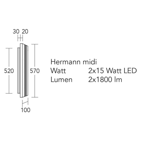 Nástenné svietidlo HerzBlut LED Hermann midi, olejovaný dub, stmievateľné