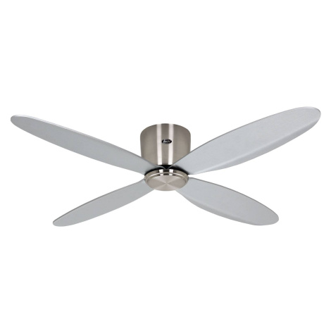 Stropný ventilátor Eco Plano II, chróm, sivý, tichý, Ø 132 cm