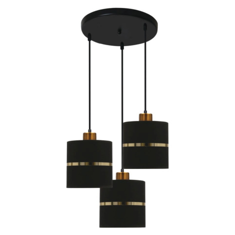 Čierne závesné svietidlo s textilným tienidlom ø 15 cm Assam – Candellux Lighting