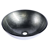 DAMAR sklenené umývadlo priemer 42 cm, tmavo šedá / strieborná 2501-20