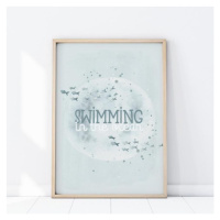 Nástenný plagát s nápisom SWIMMING