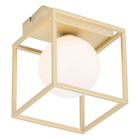Dizajnová stropná lampa zlatá s bielou - Aniek QAZQA
