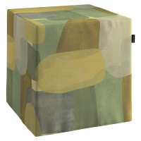 Dekoria Taburetka tvrdá, kocka, geometrické vzory v zeleno - hnedých farbách, 40 x 40 x 40 cm, V