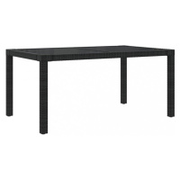 Záhradný stôl 150x90x75 cm sklo / polyratan Dekorhome Čierna,Záhradný stôl 150x90x75 cm sklo / p