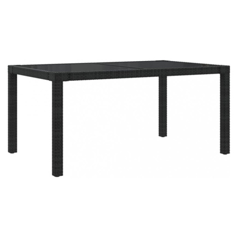 Záhradný stôl 150x90x75 cm sklo / polyratan Dekorhome Čierna,Záhradný stôl 150x90x75 cm sklo / p vidaXL