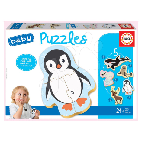 Puzzle pre najmenších Baby 5 Educa - Zvieratká Severného pólu od 24 mes