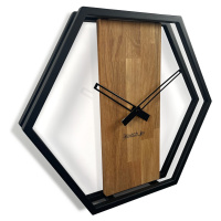 Dubové hodiny Loft Hexagon kovové 50cm, z231