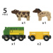 Brio Poľnohospodársky vlak na prepravu zvierat s 2 vagónikmi, kravou, koňom