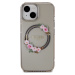 Guess PC/TPU Flowers Ring Glossy Kryt s MagSafe pre iPhone 15, Čierny