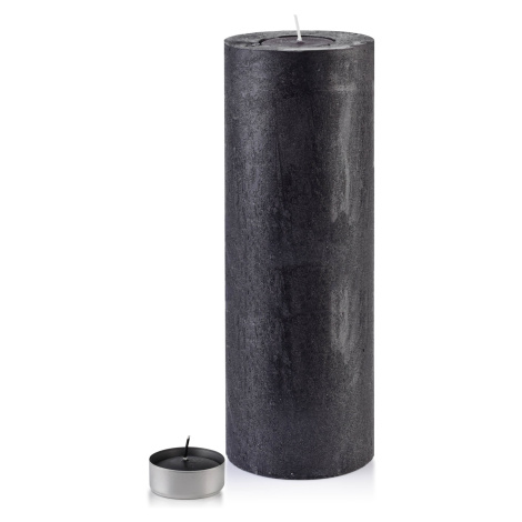 Vysoký svietnik rustikálny 36 cm čierny