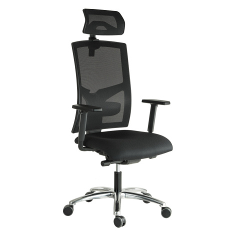 ALBA kancelárska stolička GAME ŠÉF, TB- synchro S PODHLAVNÍKOM, ČIERNA SKLADOVÁ, hliníkový kříž,