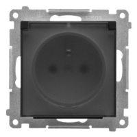 Zásuvka 2P+T/16A/250V IP44 s krytkou (transparent) (PS) čierna matná SIMON55 (Simon)