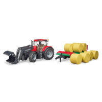 Bruder 03198 CASE IH Optum s prepravníkom na balíky