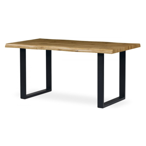 AUTRONIC HT-865 OAK Jedálenský stôl, 160x90x75 cm, MDF doska, 3D dekor divoký dub, kov, čierny l