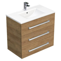 Kúpeľňová skrinka s umývadlom SAT Cube Way 80x71x46 cm Hickory dub CUBE46803DHMOD