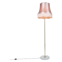Retro stojaca lampa mosadz s odtieňom Granny ružová 45 cm - Kaso