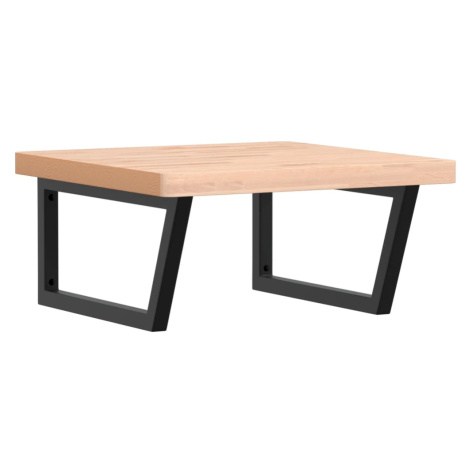 vidaXL Polica pod umývadlo nástenná oceľ a bukový masív