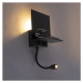 Moderné nástenné svietidlo čierne 2-svetlo s USB a ohybným ramenom - Flero