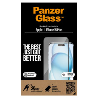 PanzerGlass - Tvrdené sklo UWF s aplikátorom pre Apple iPhone 15 Plus, čierna