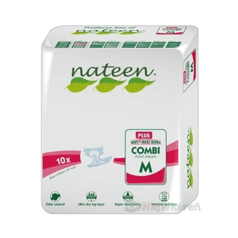 Nateen COMBI PLUS M plienky inkontinenčné, obvod bokov 95-125cm, savosť 2450ml, 10ks