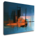 Impresi Obraz Abstrakt modrý s oranžovým detailom - 70 x 50 cm