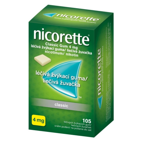 Nicorette Classic Gum 4 mg proti fajčeniu 105 ks