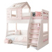 Poschodová posteľ pravá so schodíkmi boom - breza/ružová