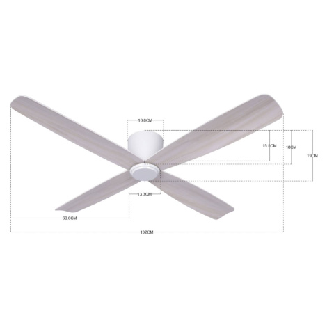 Stropný ventilátor Beacon Fraser biely/dub DC tichý Ø 132 cm