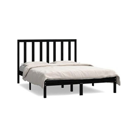 Rám postele čierny masívna borovica 140 × 190 cm, 3106622 SHUMEE