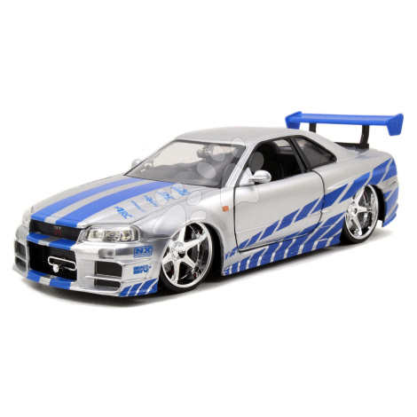 Autíčko Nissan Skyline GT-R 2002 Fast & Furious Jada kovové s otvárateľnými časťami dĺžka 19 cm 