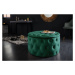 Estila Dizajnová kruhová taburetka do obývačky Modern Barock v zelenej farbe so zamatovým čalúne