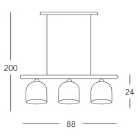 Závesná lampa KOLARZ Chalet, dĺžka 88 cm, biela/hnedá, 3 svetlá.