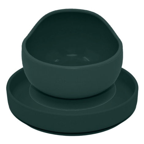 PETITE&MARS Set jedálenský silikónový TAKE&MATCH 2 ks tanier + miska Misty Green 6m+