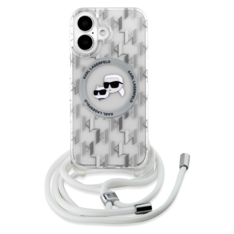 Karl Lagerfeld IML Monogram Crossbody K&CH Heads MagSafe Zadný Kryt pre iPhone 16 Transparent