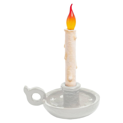 Stolová LED lampa Grimm Bugia tvar sviečky, biela SELETTI