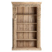 Estila Etno drevená knižnica Maleesa prírodnej hnedej farby s piatimi poličkami a ornamentálnym 