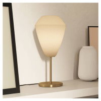 Stolová lampa Caprarola, výška 46 cm, piesková farba/mosadz, sklo