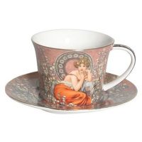 Home Elements Porcelánová šálka 250 ml s tanierikom, Mucha tmavý