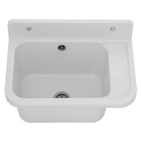 Sink Quality Universe, univerzálna plastová výlevka 50x34x31 cm + sifón, 1-komorová, biela, SKQ-