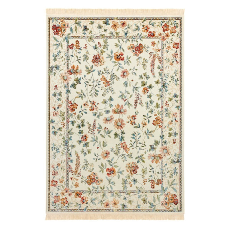 Krémový koberec z viskózy 135x195 cm Oriental Flowers – Nouristan