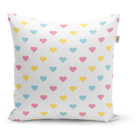 Vankúš Trojfarebné srdiečka - 40x40 cm